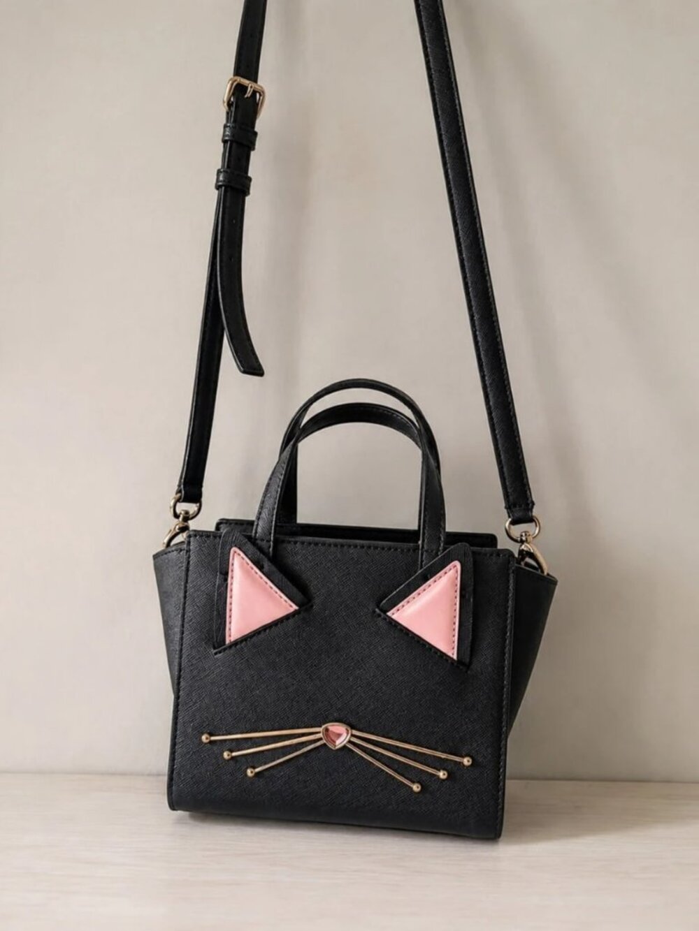Kate Spade New York Cat's Meow Black Novelty Shoulder Bag